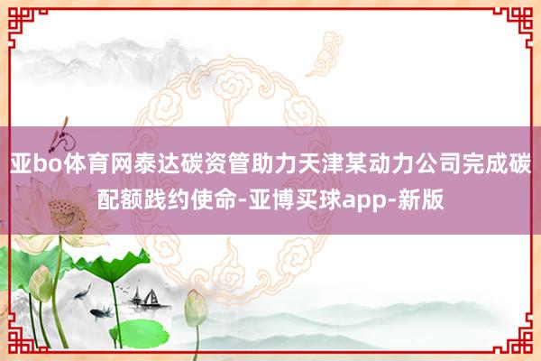 亚bo体育网泰达碳资管助力天津某动力公司完成碳配额践约使命-亚博买球app-新版