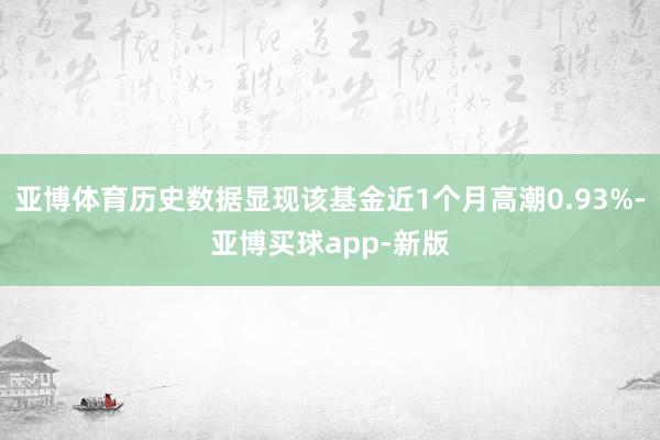 亚博体育历史数据显现该基金近1个月高潮0.93%-亚博买球app-新版